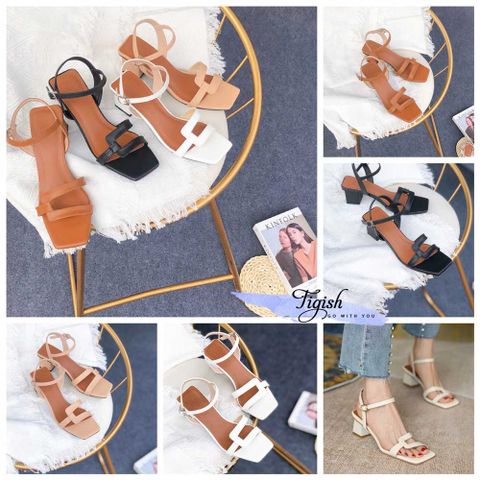  Giày Sandal 5p gót vuông mũi vuông chữ U ngang - MS: S5-23029 