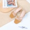Sandal 5P gót vuông mũi vuông 2 quai ngang chéo si rắn- MS:  S5-06025