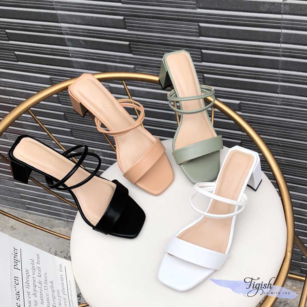 Giày sandal 5p gót khuyết mũi vuông bảng ngang - MS: S5-22006