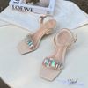 Sandal 5p gót mika mũi vuông bảng ngang mika phối khóa đá to - MS: S5-23035