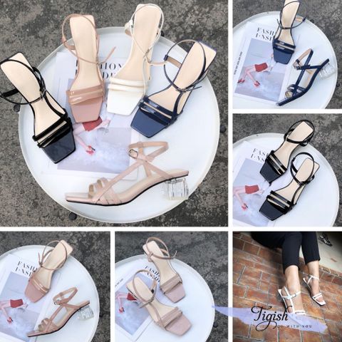  Giày Sandal nữ 5p gót mika thang đối xứng 2 quai ngang nói eo - MS: S5-23021 