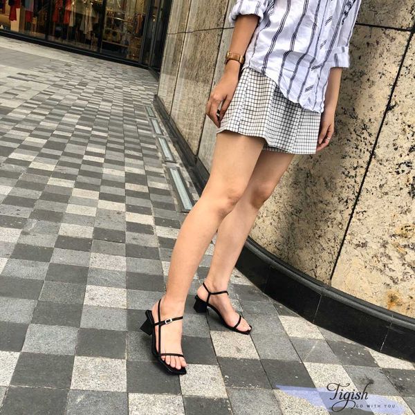 giày sandal 5p gót thoi bảng ngang nhỏ xinh xắn 