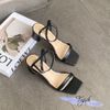 Sandal 5p gót trụ mũi vuông quai ngang mảnh - MS: S5-23039