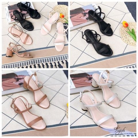  Sandal 5p gót trụ tròn mũi tròn bảng ngang - MS: S5-22002 