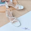 Sandal 5P gót vuông mũi vuông 2 quai ngang chéo si rắn- MS:  S5-06025