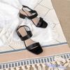 Sandal 5P gót xéo mũi tròn bản ngang si vân- MS: S5-06024