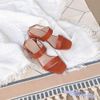 Sandal 5P gót xéo mũi tròn bản ngang si vân- MS: S5-06024