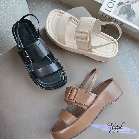  Sandal 5p mũi vuông 2 quai ngang phối khóa - MS: HM76-S502 