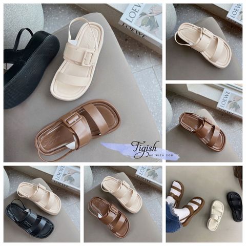  Sandal 5p mũi vuông 2 quai ngang phối khóa - MS: HM76-S502 