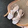 Giày Sandal nữ 5p mũi vuông bảng ngang chéo X lệch một bên - MS: S5-23025