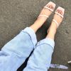 Giày sandal nữ 5p mũi vuông ngang chéo hậu thun - MS: S5-23022