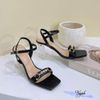 Sandal 7p gót trụ mika mũi vuông quai ngang phối khóa ngang 3 tim - MS: S7-23017