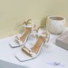 Sandal 7p gót trụ mika mũi vuông quai ngang phối khóa ngang 3 tim - MS: S7-23017