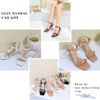 Sandal 7p gót trụ mika mũi vuông quai ngang phối khóa ngang 3 tim - MS: S7-23017