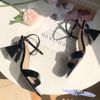 Giày sandal 7p gót thang bán cầu bảng ngang - MS: S7-06005