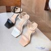 Sandal 7P gót bát giác mika mũi vuông bảng ngang- MS: S7-23014