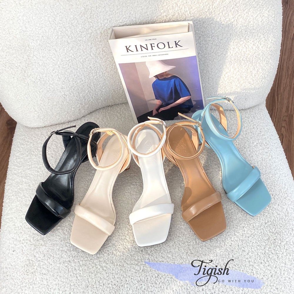 Sandal 7p gót bầu mũi vuông quai ngang - MS: S7-06008
