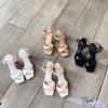 Sandal 7p gót khuyết mũi vuông bảng ngang khuyết giữa - MS: S7-06007