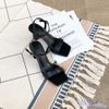 Sandal 7p gót trụ tròn nhỏ bản ngang hậu phối nâu- MS: S7-26019