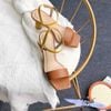 Giày Sandal 7p gót trụ tròn nhỏ bảng ngang may chỉ hậu phối vàng - MS: S7-26018