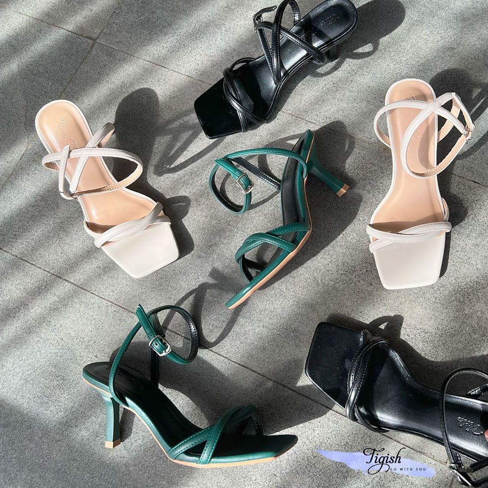 Sandal 7p gót vuông nhỏ 2 quai ngang xoắn - MS: S7-26024