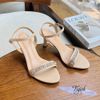 Sandal 7p gót vuông nhỏ mũi tròn quai ngang đính đá - MS: S7-23018