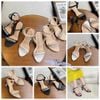 Sandal 7p gót vuông nhỏ mũi tròn quai ngang đính đá - MS: S7-23018