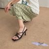 Sandal 7p gót vuông nhỏ mũi vuông 2 quai xoắn lồng nhau - MS: S7-26027
