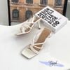 Sandal 7p gót vuông nhỏ mũi vuông 2 quai xoắn lồng nhau - MS: S7-26027