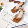 Sandal 7P gót vuông nhỏ sơn xỏ ngón chéo hậu thun - MS: S7-26020
