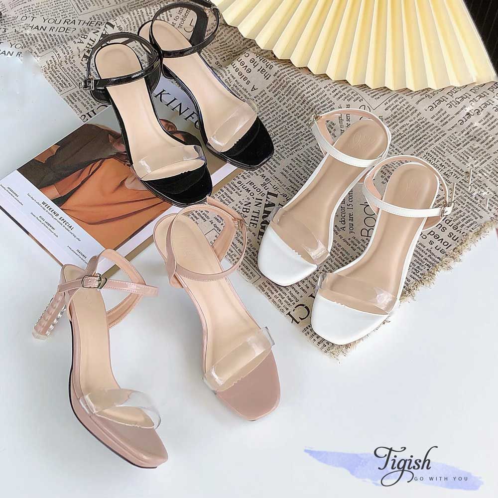 Sandal 8p gót sơn lằn sóng đúp mũi bảng ngang mika- MS: S8-23008