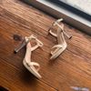 Giày Sandal nữ 8p gót trong kim cương đúp mũi bảng ngang - MS: S8-23001