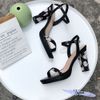 Giày nữ sandal 9p đúp mũi bảng ngang hoa cúc - MS: S9-23013