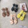 Sandal 9p gót trụ tròn mũi tròn bảng ngang may chỉ giữa - MS: S9-72002