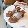Sandal 9p gót trụ tròn mũi tròn bảng ngang may chỉ giữa - MS: S9-72002