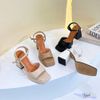 Sandal 9p gót vuông lớn mũi vuông quai ngang khuyết giữa -MS: S9-72003