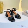Sandal 9p gót vuông lớn mũi vuông quai ngang khuyết giữa -MS: S9-72003