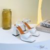Sandal 9p gót vuông lớn mũi vuông quai ngang khuyết giữa -MS: S9-72003