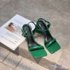 Sandal 9P gót sơn tam giác mũi vuông quai ngang nhỏ si bóng - MS: S9-26002