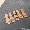 Giày Sandal nữ bảng ngang nhỏ si phối khóa tròn - MS: SX-25016