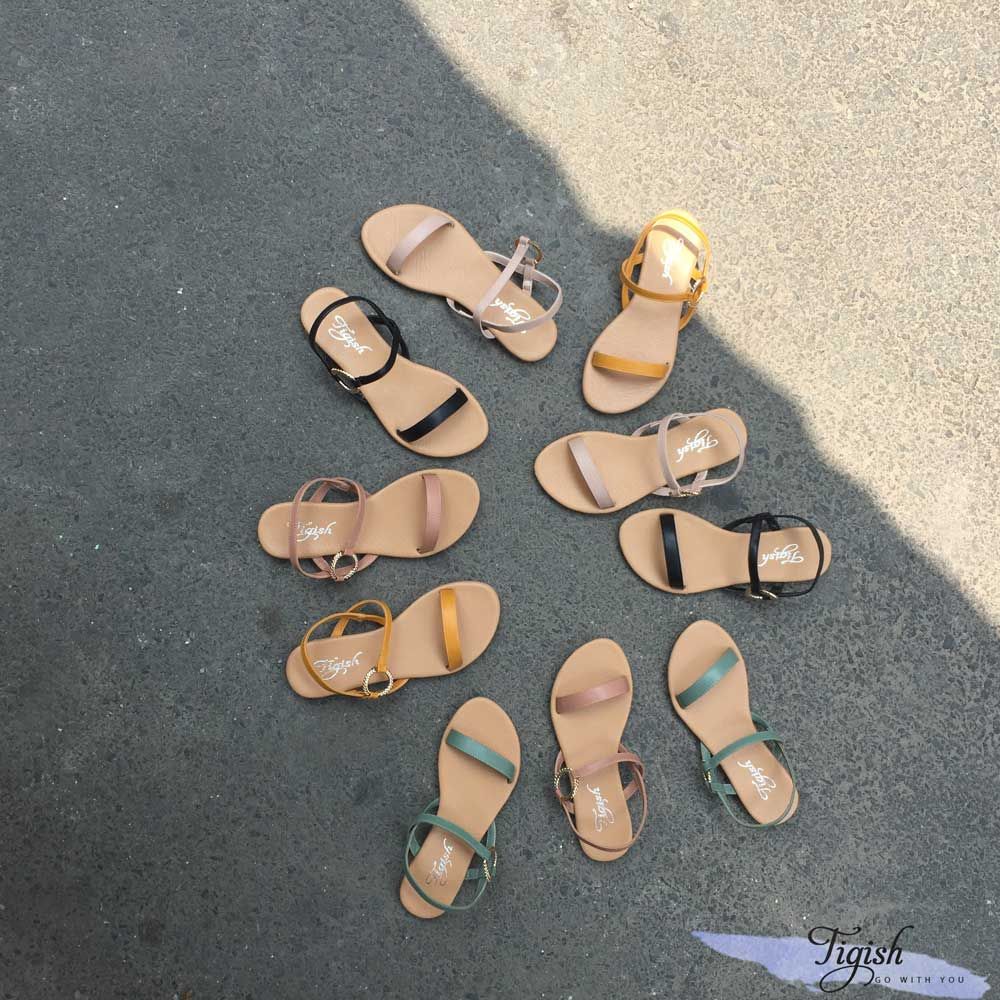 Giày Sandal nữ bảng ngang nhỏ si phối khóa tròn - MS: SX-25016