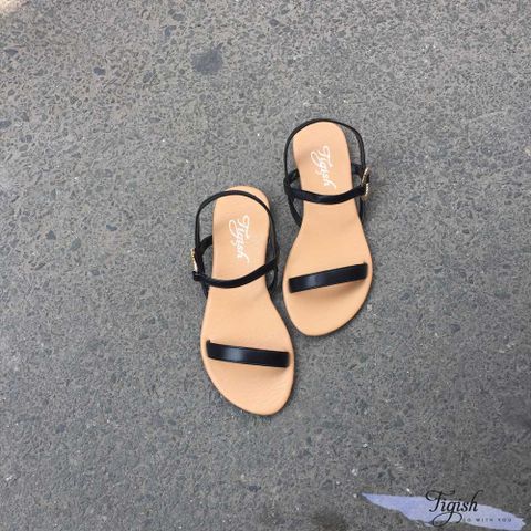  Giày Sandal nữ bảng ngang nhỏ si phối khóa tròn - MS: SX-25016 