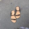 Giày Sandal nữ bảng ngang nhỏ si phối khóa tròn - MS: SX-25016