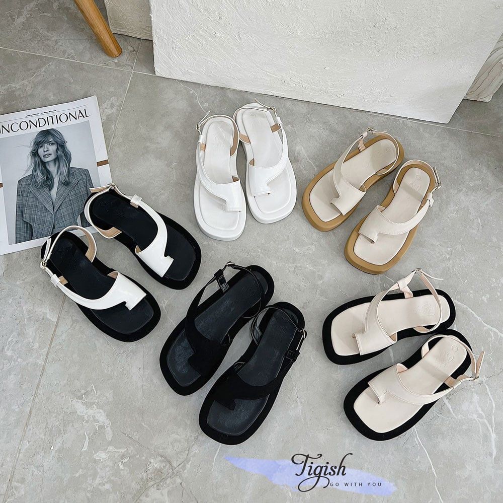 Sandal bánh mì 3p mũi vuông xỏ ngón chéo - MS: S3-70001
