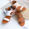 Sandal da bảng ngang cổ yếm phối khóa hậu khóa kéo- MS: SX-01074