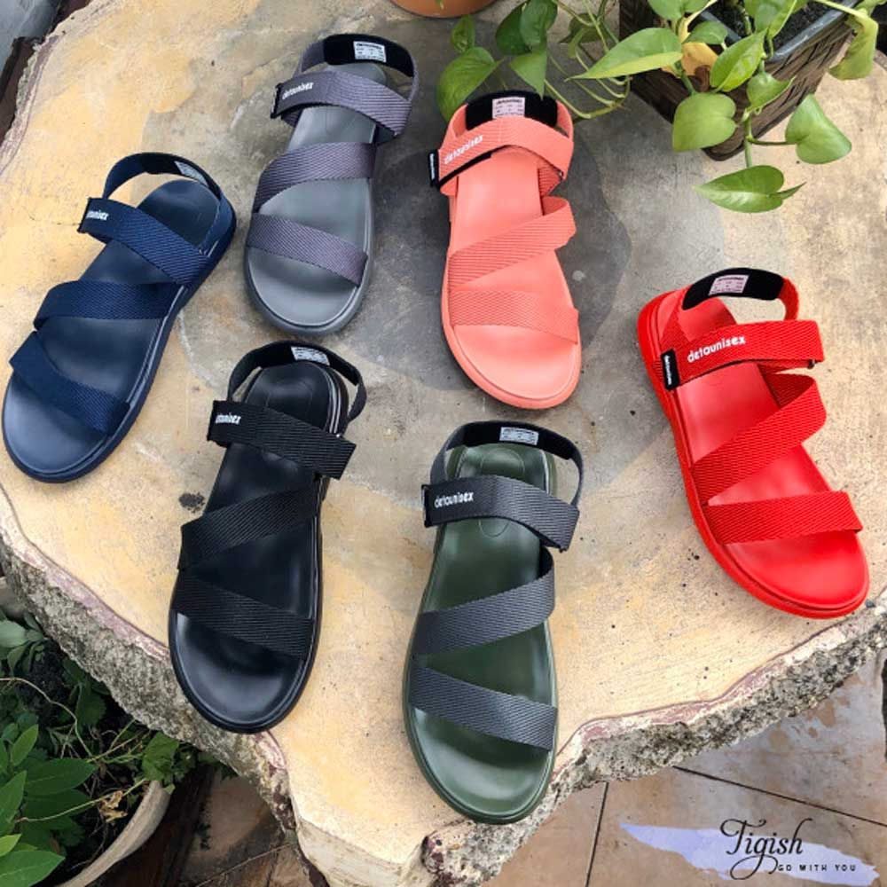 Giày Sandal detaunisex quai dù xé dán ngang chéo - MS: SX-49001