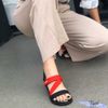 Giày Sandal nữ deta quai dù xé dán ngang chéo phối màu. MS: SX-49002