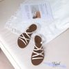 Sandal mũi tròn 5 dây mảnh ngang chéo X hậu thun - MS: SX-63004