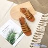 Sandal mũi vuông kẹp ngón 4 dây ngang đan da dò- MS: SX-01077