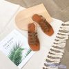 Sandal mũi vuông kẹp ngón 4 dây ngang đan da dò- MS: SX-01077